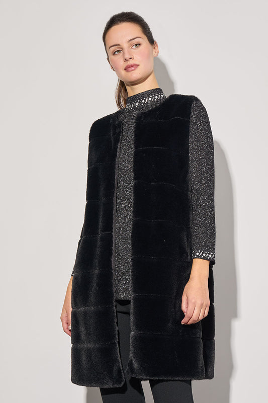 Faux Fur Vest, Black | Ming Wang